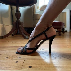 Nine West black strappy spike heels genuine leather